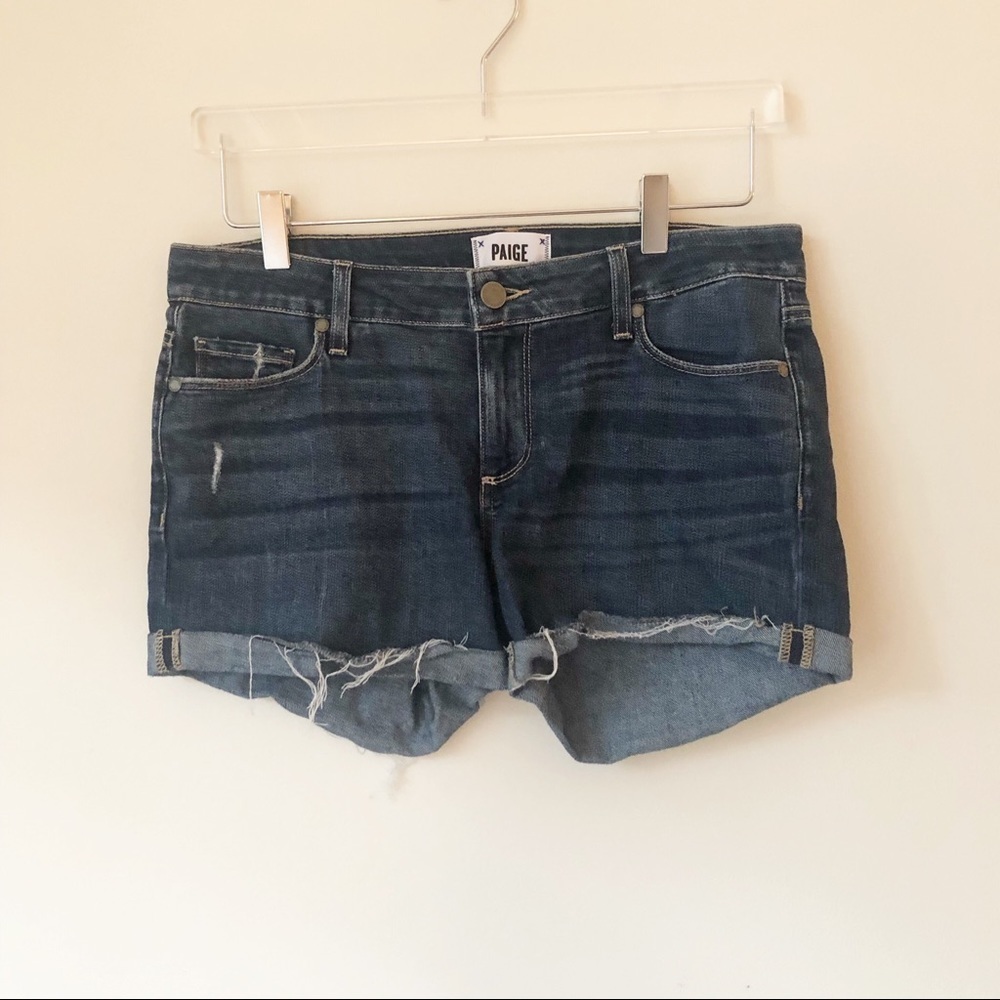 PAIGE Distressed Jean Shorts